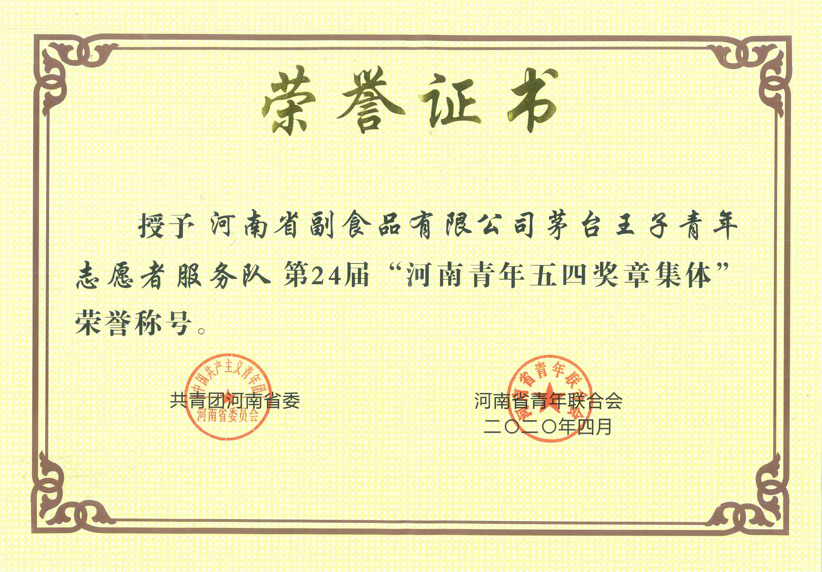 河南青年五四獎章集體