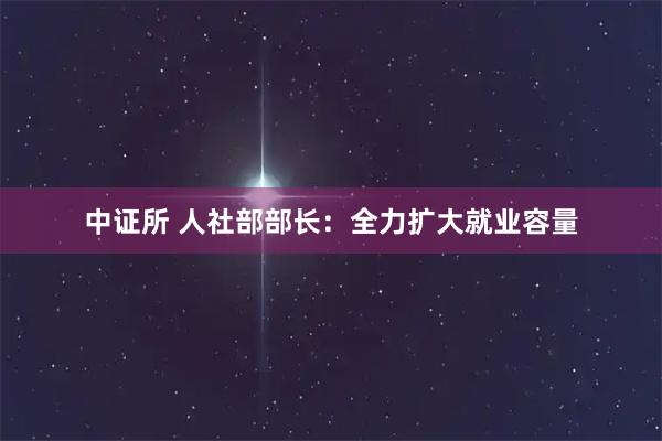 中证所 人社部部长：全力扩大就业容量